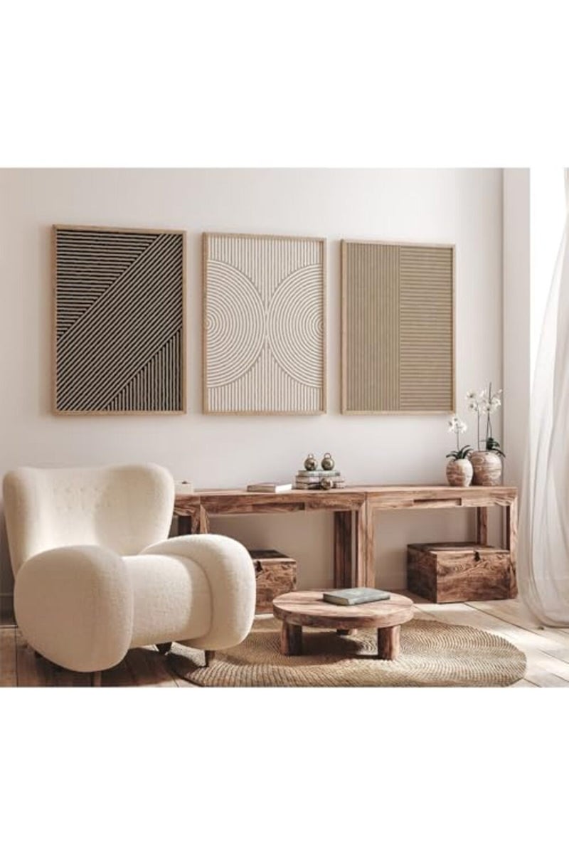Youillne Boho Modern Wall Art Pictures Neutral Abstract Canvas Wall Decor Minimalist Line Wall Art Beige Brown Black Poster Mid Century Painting Artwork for Living Room Bedroom 12x16 Inch Unframed Set of 3 - Image 4