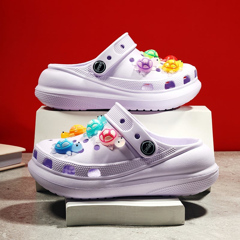 Puff Shoes Girl'S Thick-Soled Non-Slip Soft-Soled Height-Increasing Slippers Outer-Wearing Beach Sandals For Middle-Aged Children - Image 5