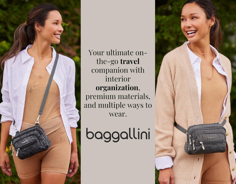 Baggallini unisex adult Triple Zip Bagg Convertible Cross Body, Charcoal, One Size US - Image 3