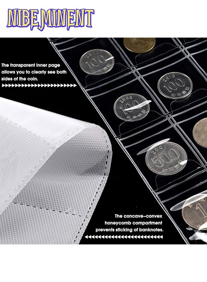 NIBEMINENT Coin Collecting Holder Album with 150 Coin Pockets and 240 Paper Currency Pockets, PU Leather Coins Collection Holder Penny Currency Storage Book (Brown) - Image 4