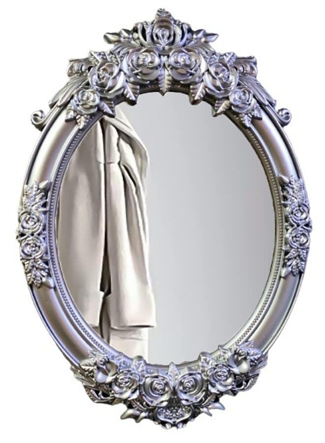 إن كي أكس مرايا مكياج ذات إطار معدني مثبتة على الحائط على شكل بيضاوي أو على الحائط لمدخل غرفة النوم والحمام - Image 1