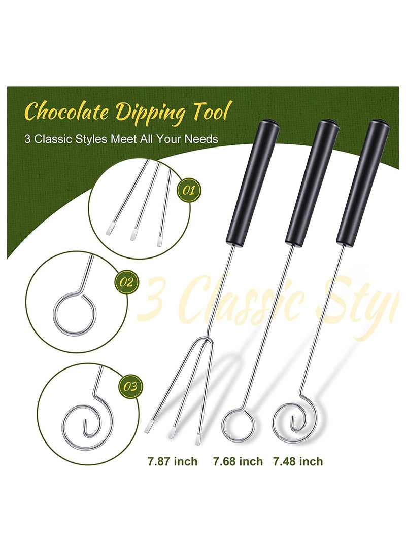 3-Piece Candy Dipping Tools Set with Chocolate Forks & Culinary Decorating Spoons - Stainless Steel Chef Art Tools for Decorative Plates  - Image 2