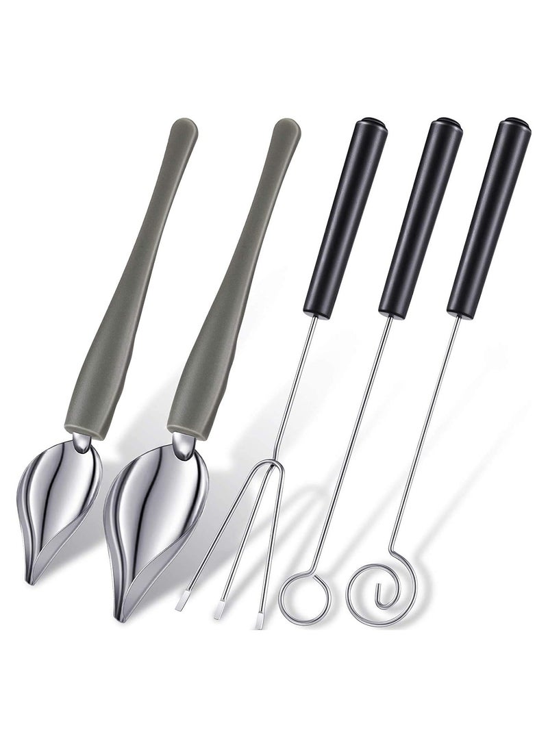 3-Piece Candy Dipping Tools Set with Chocolate Forks & Culinary Decorating Spoons - Stainless Steel Chef Art Tools for Decorative Plates  - Image 1