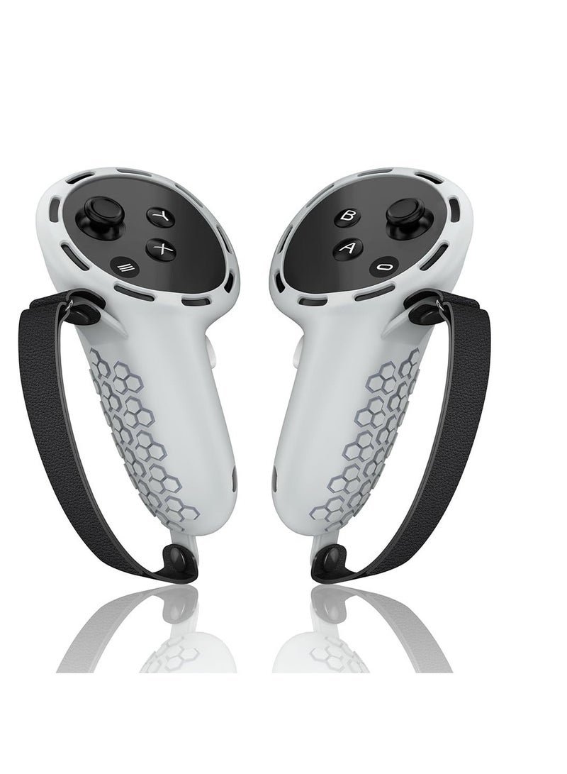 Barakah Controller Grips for Oculus Quest 3 Comfortable Silicone Cover with Controller Hand Straps 2Pcs Rocker Cap and Joystick Protection Reserve Precise Hole Positions Grey - Image 1