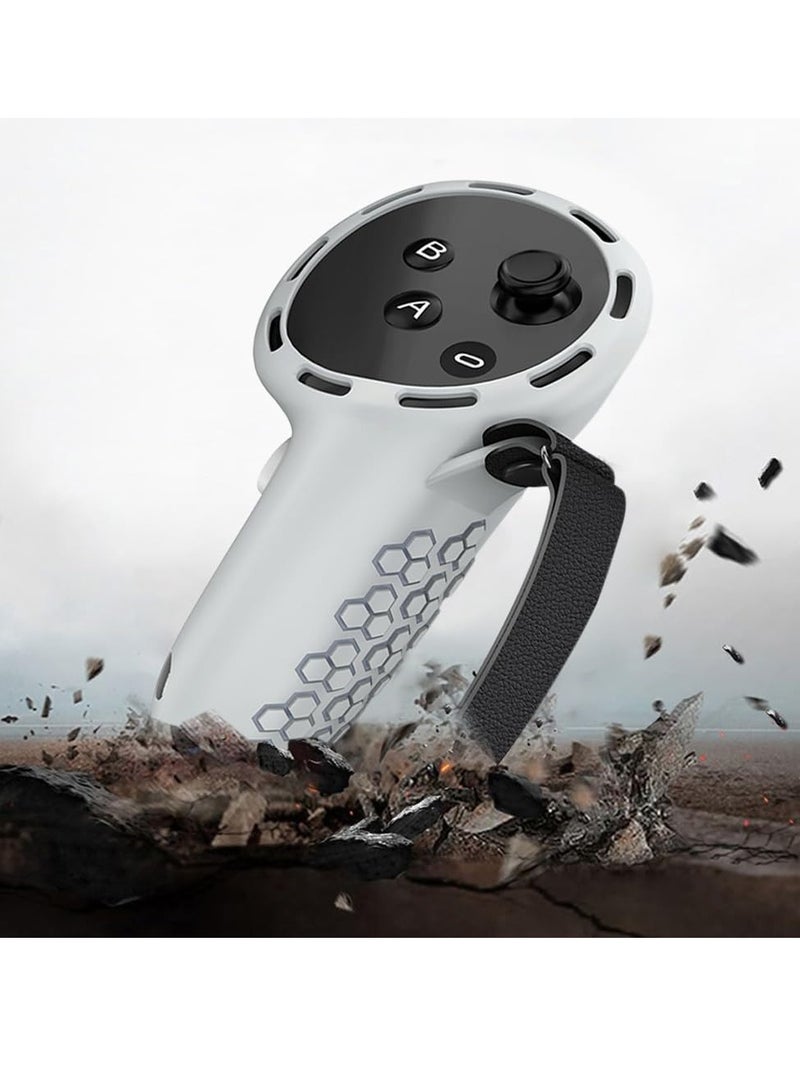 Barakah Controller Grips for Oculus Quest 3 Comfortable Silicone Cover with Controller Hand Straps 2Pcs Rocker Cap and Joystick Protection Reserve Precise Hole Positions Grey - Image 2