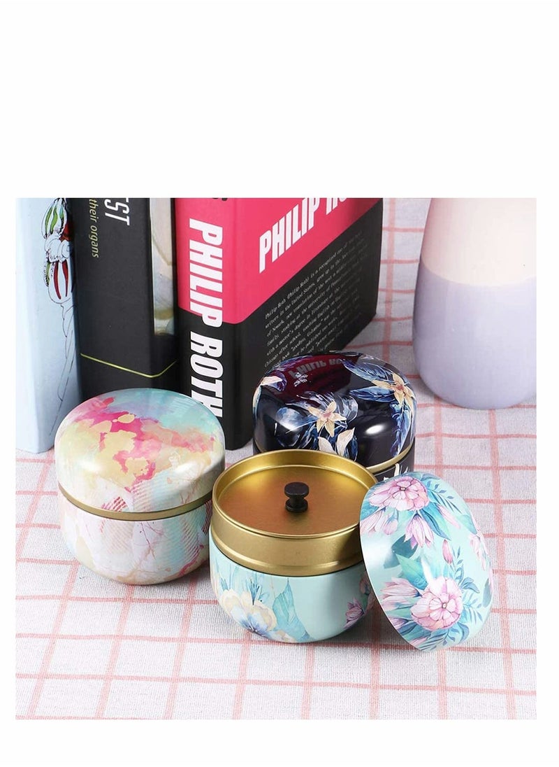 Metal Empty Tins Box, Round Gift Candy Loose Tea Storage Organizer Flower Tinplate Containers Mini Reusable for Tea Candy DIY Candle Wedding Party Favor Gifts 3 Pcs - Image 3