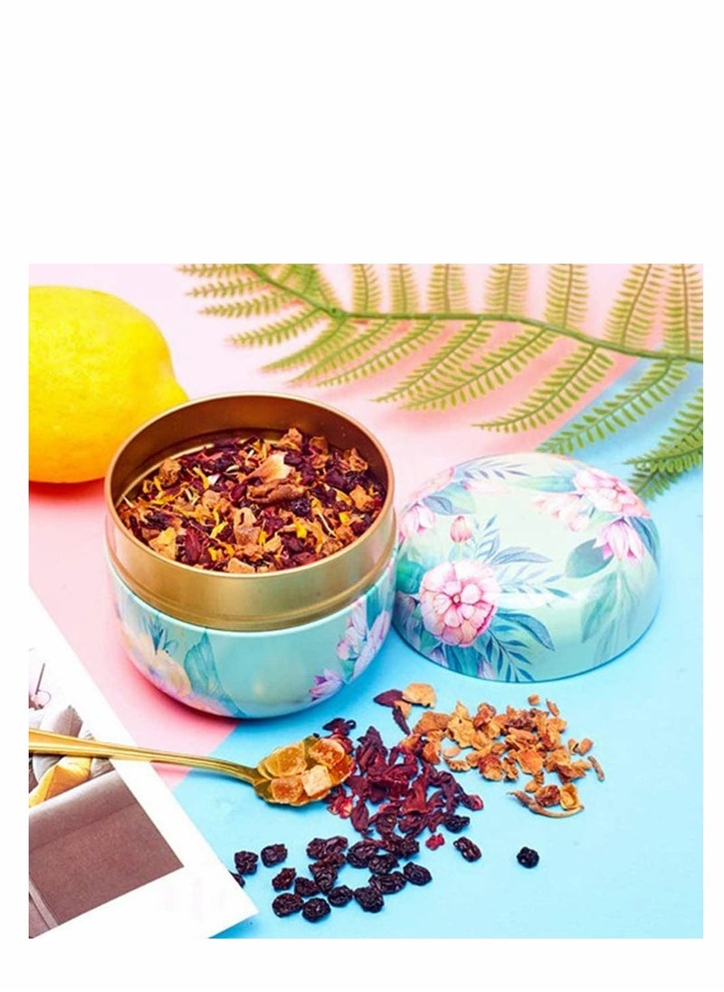 Metal Empty Tins Box, Round Gift Candy Loose Tea Storage Organizer Flower Tinplate Containers Mini Reusable for Tea Candy DIY Candle Wedding Party Favor Gifts 3 Pcs - Image 4
