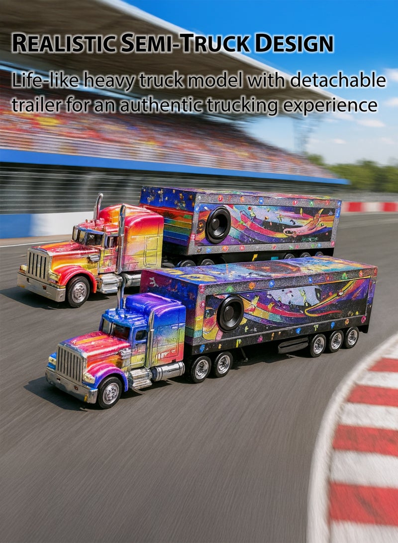 Toshionics Remote Control Truck Toy for Kids – Big Scale RC Semi-Truck with Detachable Trailer, LED Lights, Music & Bluetooth Speaker – Rechargeable 2.4GHz RC Truck, Easy to Control for Boys and Beginners - Image 3