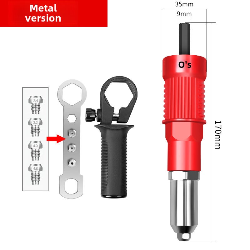 Electric rivet gun conversion head nail gun grab rivet machine rivet gun pneumatic core pulling liuding gun nut nail gun(Metal [40/box]]) - Image 1