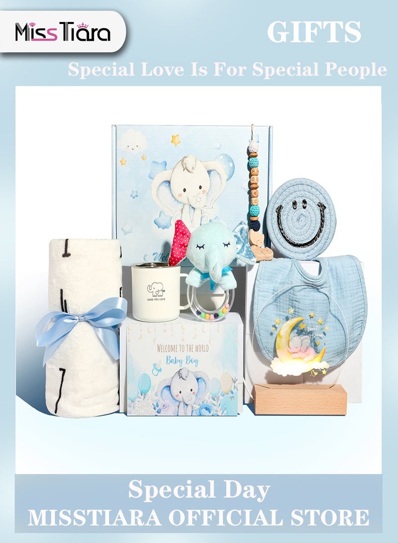 MissTiara Newborn Gift Basket - Baby Boy Gift Set, Birthday Gift Set, Get Well Soon Gift Set, Contains 10 Baby Gifts, Perfect for Pregnant Women, Expecting Mothers, and Friendships - Image 1