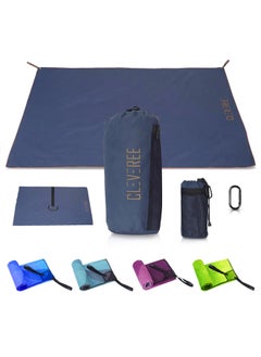 CLEVEREE Beach Towel and Gym Towel Pool Towel Swimming Towel for Men Women Microfiber towel Travel Towel fast drying towel with carry bag Extra Large 150x90 cm and Gym Towel 50X25 Navy Blue  - Image 1