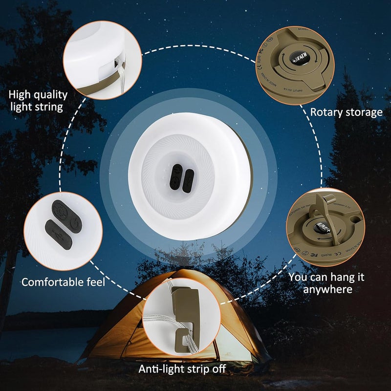 جليفار أضواء تخييم يتم التحكم فيها عبر التطبيق - أضواء سلسلة LED ذكية - أضواء USB متغيرة اللون، مقاومة للماء وقابلة للحمل، مثالية لتزيين الخيام ورحلات المشي لمسافات طويلة والإعداد الذكي في الهواء الطلق - Image 1