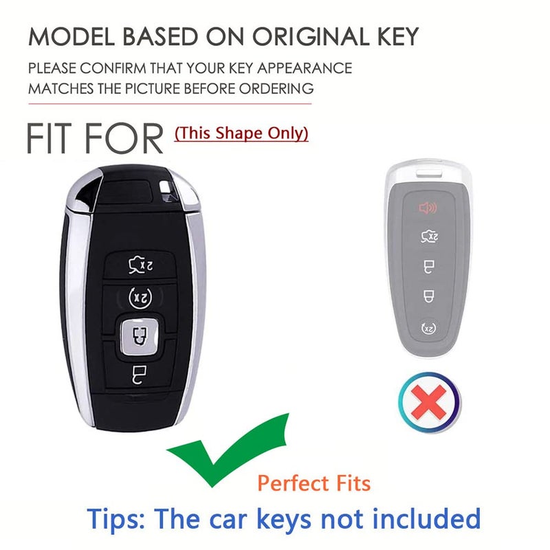 SANRILY 4 Button Key Fob Cover for Lincoln Continental MKC MKZ 2019 2018 2017 Navigator Aviator 2021 Keyless Entry Keychain Holder Full Protection Leather Key Fob Case Blue - Image 2