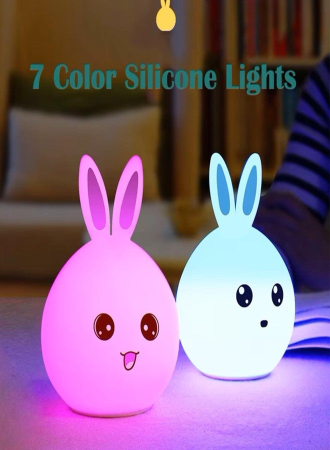 HUMAIZAR Silicone Bunny Rabbit Night Lamp - Soft LED Animal Light for Kids Room, Cute Rakhi Gift, Birthday Present for Baby Girls & Boys, Rechargeable Bedside Night Light - Image 3