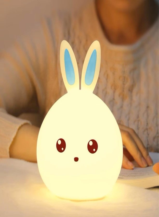 HUMAIZAR Silicone Bunny Rabbit Night Lamp - Soft LED Animal Light for Kids Room, Cute Rakhi Gift, Birthday Present for Baby Girls & Boys, Rechargeable Bedside Night Light - Image 2