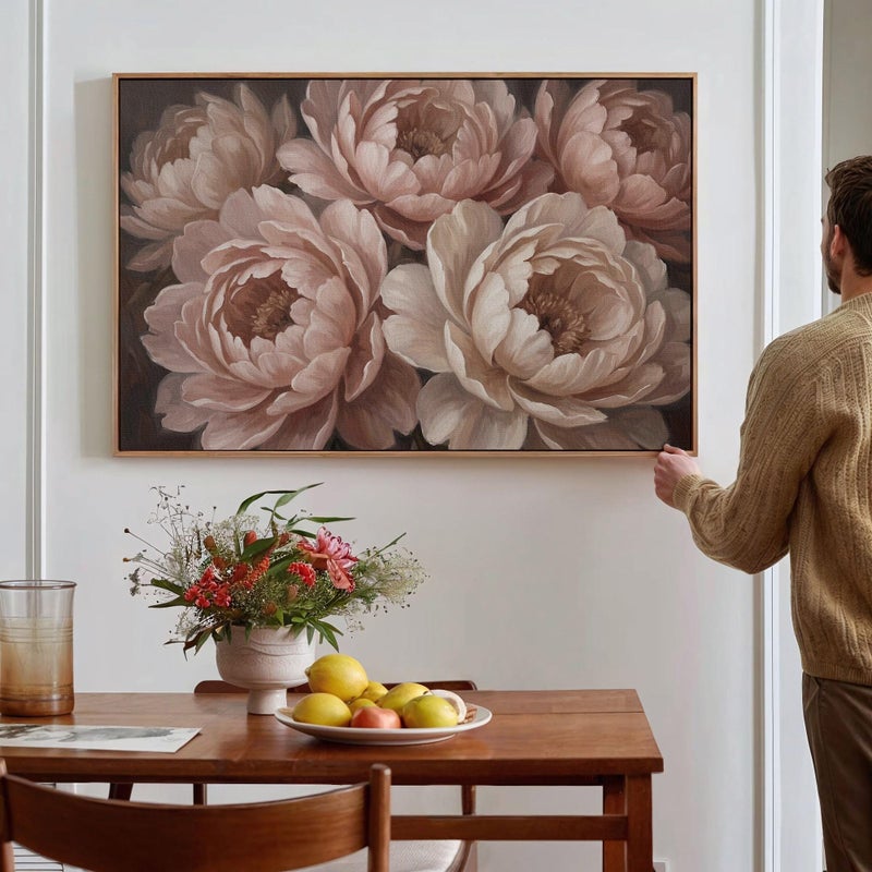 TNESSENTIAL Vintage Botanical Wall Art, Dark Academia Decor, Framed Floral Canvas For Home Offices, Extra Large Luxurious Wall Decor - Image 3