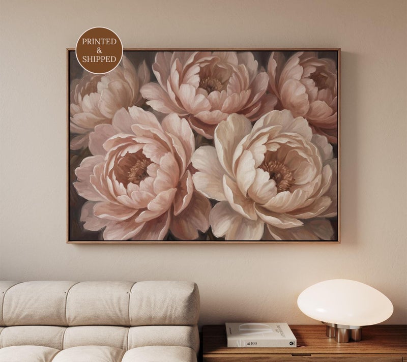 TNESSENTIAL Vintage Botanical Wall Art, Dark Academia Decor, Framed Floral Canvas For Home Offices, Extra Large Luxurious Wall Decor - Image 1