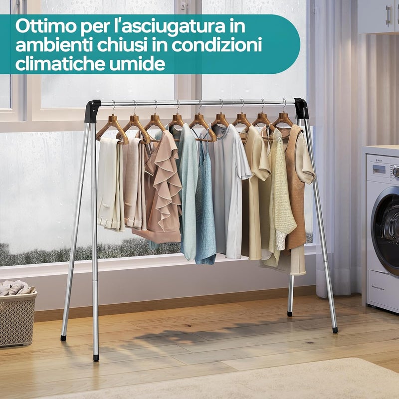 KINGRACK Folding Washing Rack, Stand Dryer Made of Stainless Steel, with Non-Slip Feet, Space-Saving, Suitable for Indoor and Outdoor Use - Image 2