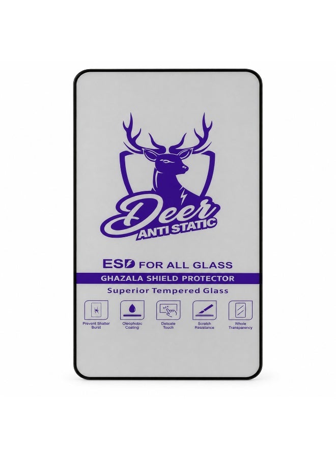 Deer Al-Ghazala Anti-Static ESD Tempered Glass Screen Protector Compatible with Samsung Galaxy M62 - Full Glue Black Frame - Image 2