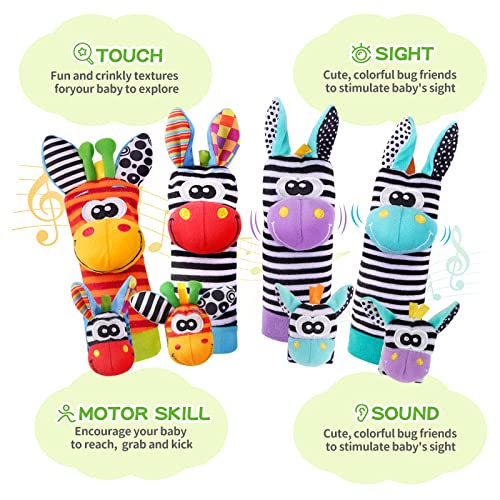 PHEZAPA Baby Rattle Socks Set, Hand and Foot Finder Rattles Toys for Babies 0-6 Months, Infant Shower Gifts Set with Wrist Rattle Socks, Newborn Sensory Toy for Boys Girls 0-12 Months - Image 5