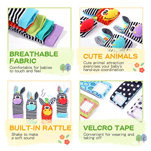 PHEZAPA Baby Rattle Socks Set, Hand and Foot Finder Rattles Toys for Babies 0-6 Months, Infant Shower Gifts Set with Wrist Rattle Socks, Newborn Sensory Toy for Boys Girls 0-12 Months - Image 3