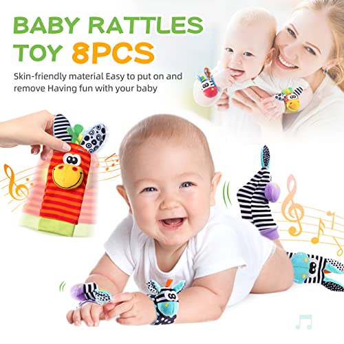PHEZAPA Baby Rattle Socks Set, Hand and Foot Finder Rattles Toys for Babies 0-6 Months, Infant Shower Gifts Set with Wrist Rattle Socks, Newborn Sensory Toy for Boys Girls 0-12 Months - Image 2