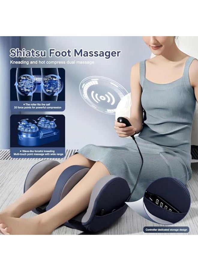 Super Big Electric Foot Leg Massager Deep Tissue Shiatsu Kneading Relax Heated Roller Calf Relieve Stress Care Foot Spa Machines（Navy Blue） - Image 2