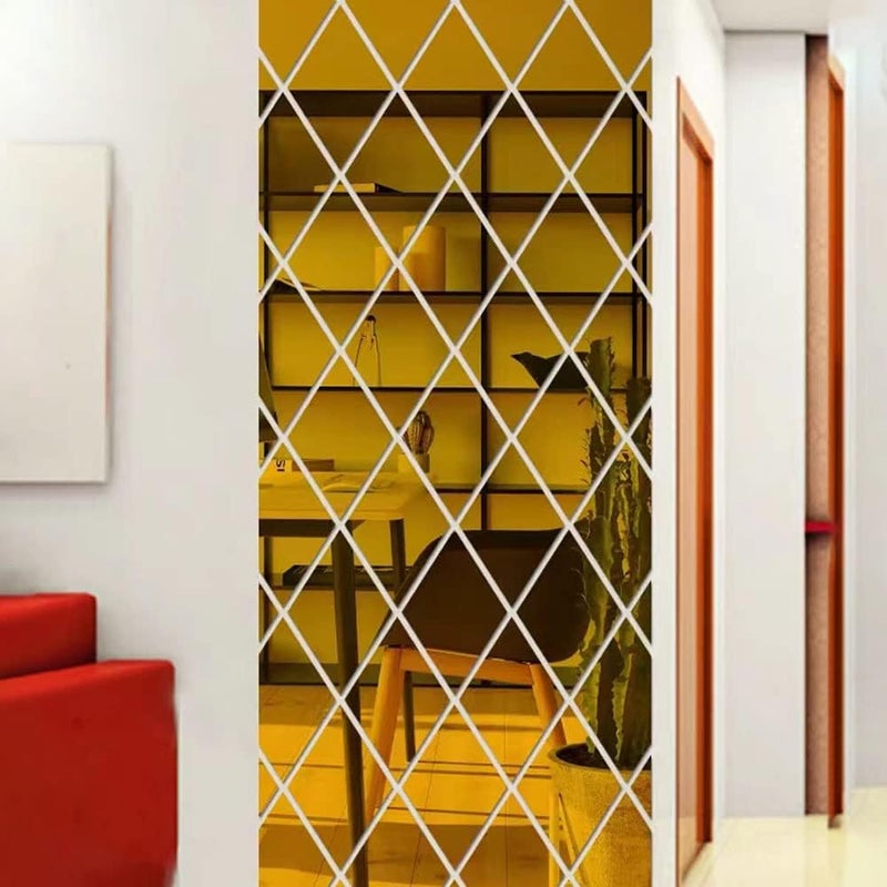 TPGP SSyang Pack of 17 Self-Adhesive Diamond Mirror Wall Stickers - Removable Acrylic Decor for Home - Image 3