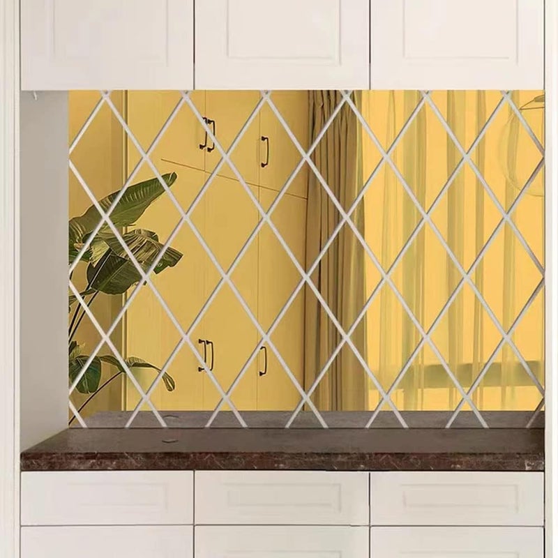 TPGP SSyang Pack of 17 Self-Adhesive Diamond Mirror Wall Stickers - Removable Acrylic Decor for Home - Image 4