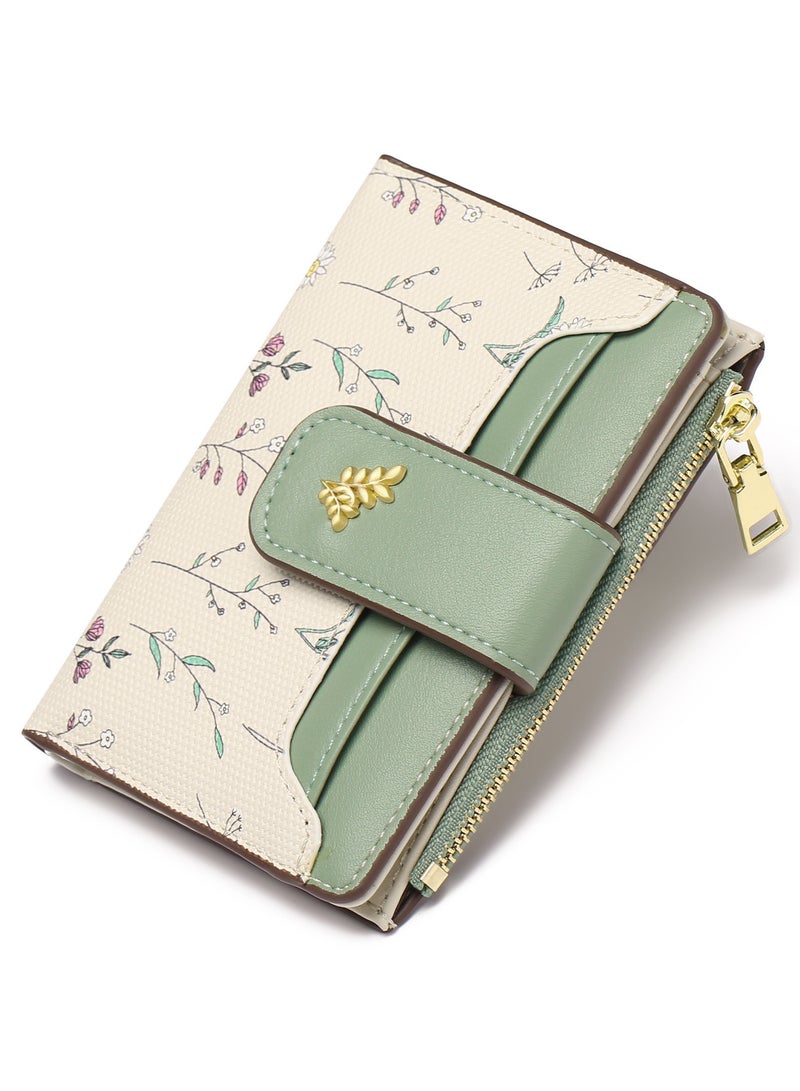 ديبولار محفظة نسائية جلدية قصيرة محفظة ثنائية الطي Rpid محفظة حامل بطاقة الائتمان منظم مع جيب بسحاب محفظة صغيرة للسيدات - Image 1