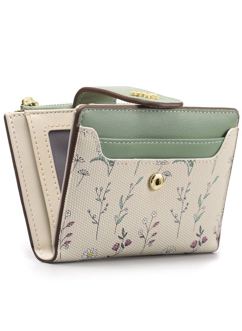 ديبولار محفظة نسائية جلدية قصيرة محفظة ثنائية الطي Rpid محفظة حامل بطاقة الائتمان منظم مع جيب بسحاب محفظة صغيرة للسيدات - Image 2