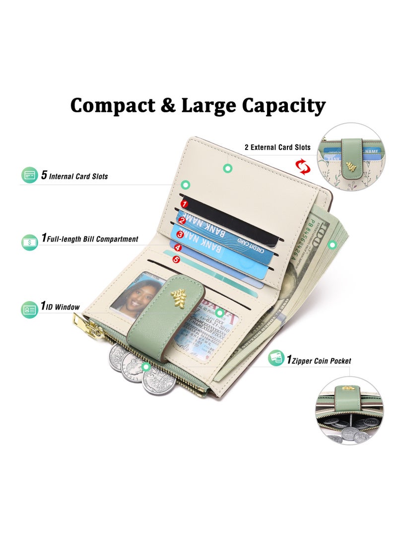 ديبولار محفظة نسائية جلدية قصيرة محفظة ثنائية الطي Rpid محفظة حامل بطاقة الائتمان منظم مع جيب بسحاب محفظة صغيرة للسيدات - Image 3