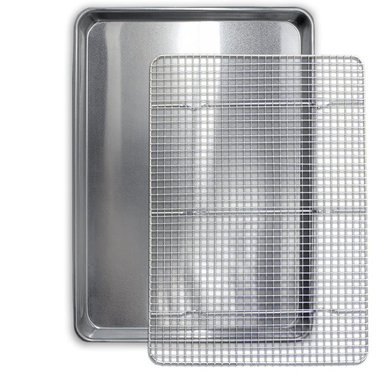 Saffron & Sage Home Living Commercial Quality Cookie Sheet and Rack  Aluminum Half Sheet Baking Pan and Stainless Steel Cooling Rack Set 13x18 Rust  Warp Resistant Heavy Duty - Image 3