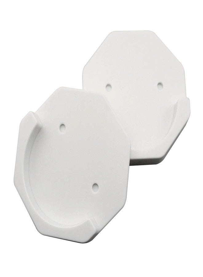 MEETOOT Curtain Rod Holder MEETOOT 2pcs Shower Curtain Rod Mount Holder For Wall Adhesive Bathroom Shower Rod Tension Retainer Hexagonal White with Screws DIY Shower Rod - Image 3