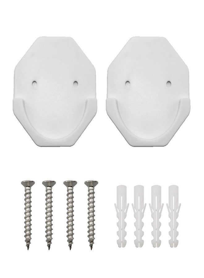 MEETOOT Curtain Rod Holder MEETOOT 2pcs Shower Curtain Rod Mount Holder For Wall Adhesive Bathroom Shower Rod Tension Retainer Hexagonal White with Screws DIY Shower Rod - Image 1