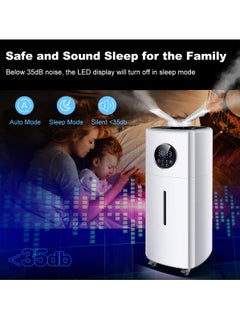 ET-LIFE 21L 3-Speeds Humidifier for Larger Room Humidifier, Auto Shut-Off Cool Mist Top Fill Humidifier with 360° Dual Nozzle 110W BE-J001 White  - Image 5