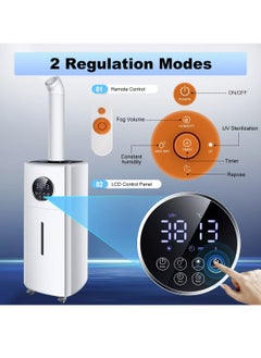ET-LIFE 21L 3-Speeds Humidifier for Larger Room Humidifier, Auto Shut-Off Cool Mist Top Fill Humidifier with 360° Dual Nozzle 110W BE-J001 White  - Image 2
