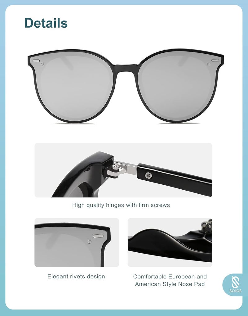 Sojos Sunglasses Womens Trendy 2025 Classic Round Retro Vintage Shades Large Frame Sunnies SJ2067 - Image 4