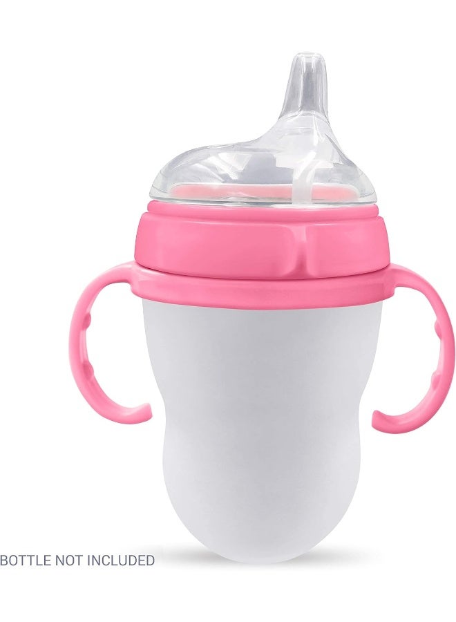 Anpei Sippy Cup Soft Spout Transitional Nipple Kit Bundle Compatible with Comotomo Baby Bottles, 5 oz and 8 oz | Value Bundle 2 Kits + Brushes (Pink) - Image 2