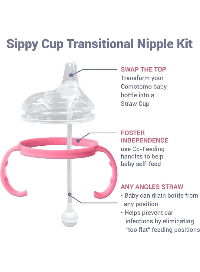 Anpei Sippy Cup Soft Spout Transitional Nipple Kit Bundle Compatible with Comotomo Baby Bottles, 5 oz and 8 oz | Value Bundle 2 Kits + Brushes (Pink) - Image 5