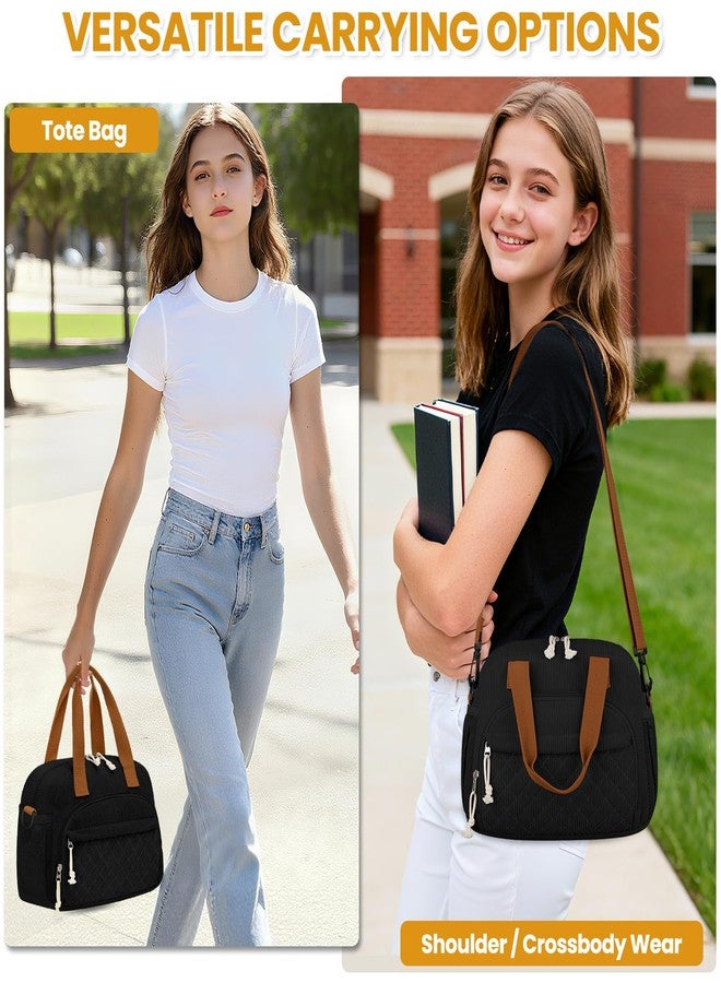 ELONGRIVER Insulated Lunch Bag for Women, Kids Girls, Black - Image 2