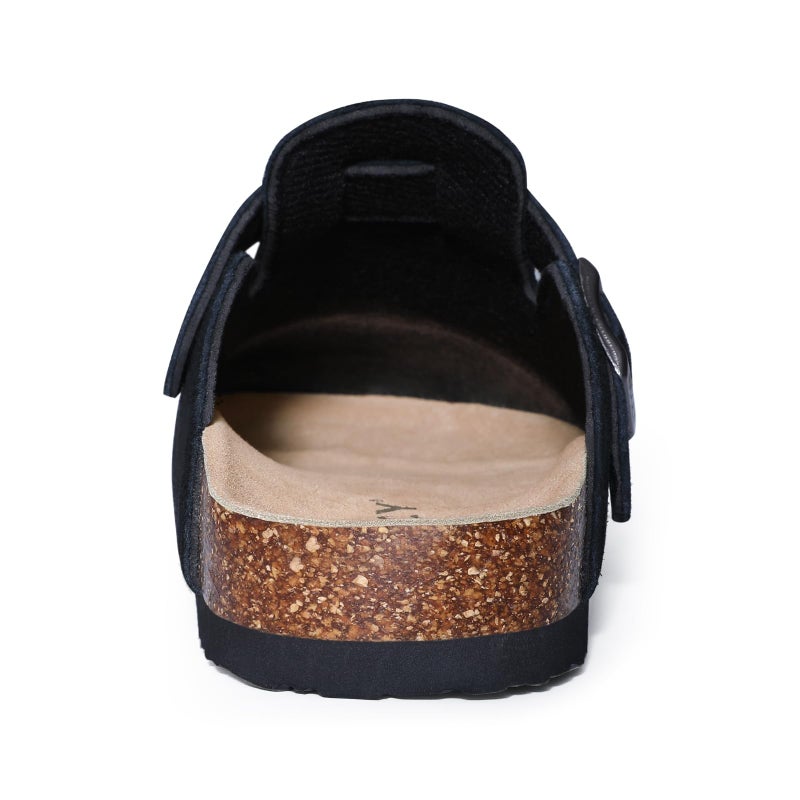 ODOLY Genuine Suede Clogs for Women Men Soft Cork Footbed Leather Mules Comfort Potato Shoes with Arch Support, Black39 - Image 5