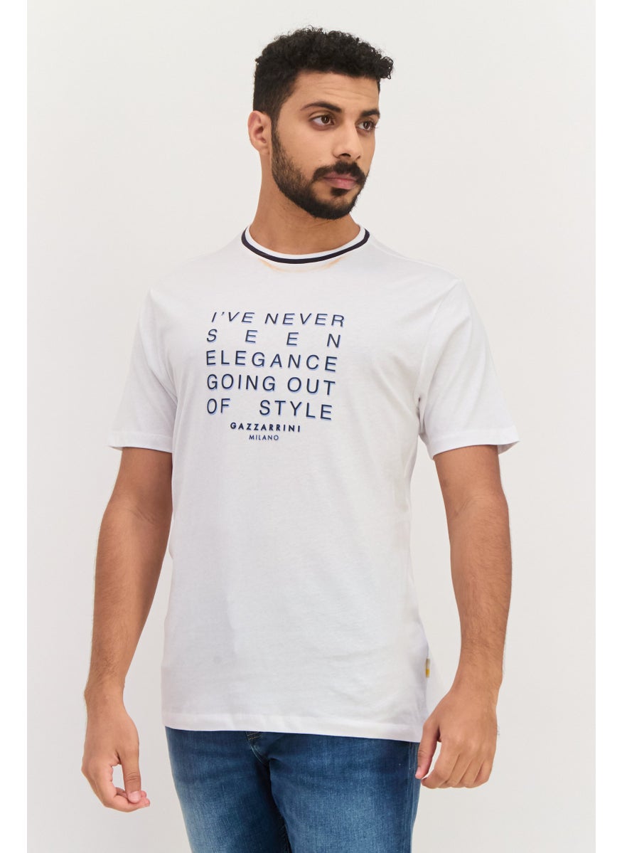 Gazzarrini - Men Crew Neck Short Sleeves Graphic Print T-Shirt, White - Image 1