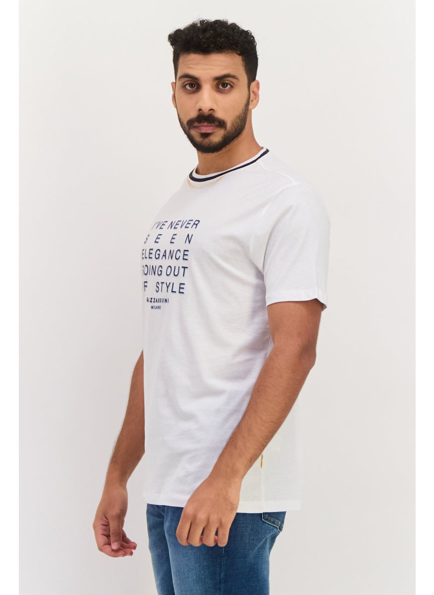 Gazzarrini - Men Crew Neck Short Sleeves Graphic Print T-Shirt, White - Image 1