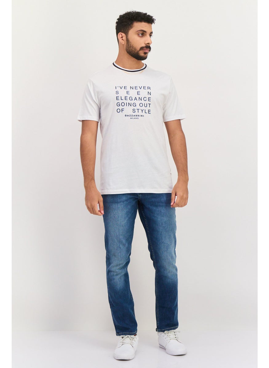 Gazzarrini - Men Crew Neck Short Sleeves Graphic Print T-Shirt, White - Image 1