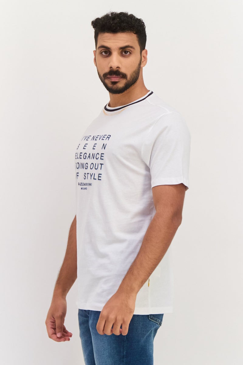 Gazzarrini Men Crew Neck Short Sleeves Graphic Print T-Shirt, White - Image 4