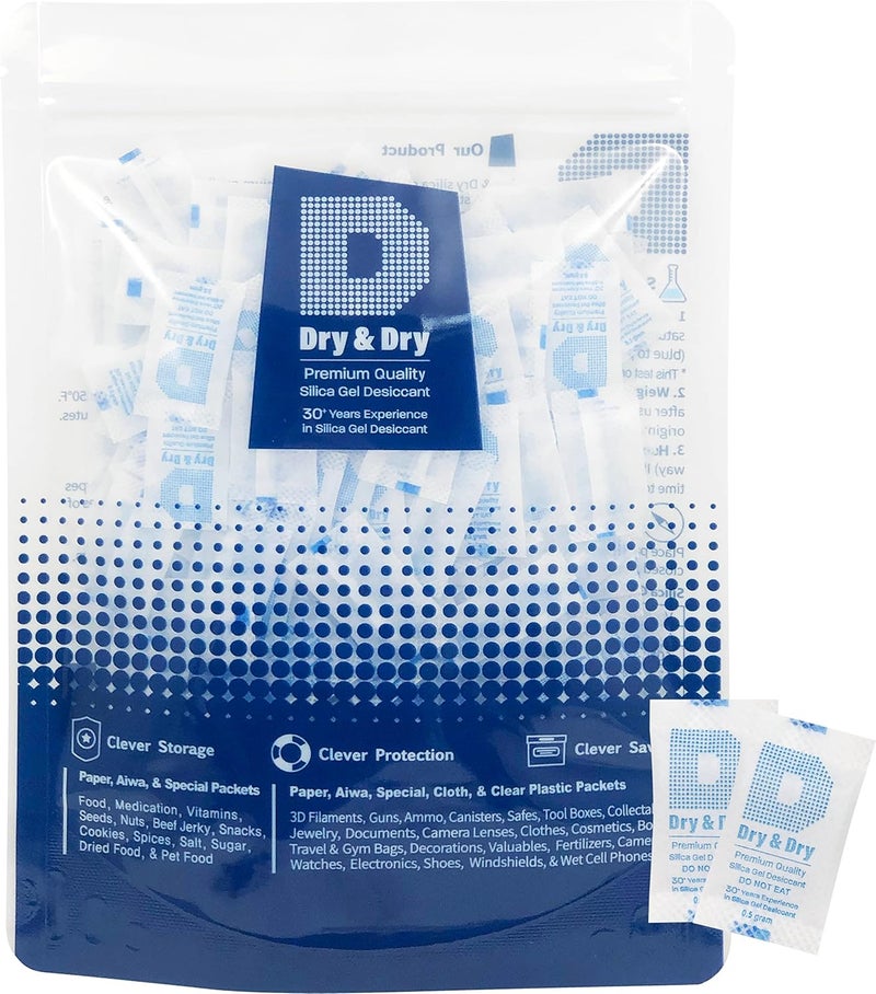 DRYDRY [500 Packets] Silica Gel Packets Desiccants - Food Safe Silica Packets Silica Gel Desiccant Packs for Storage - White - 0.5(Half) Gram (500 Pack) - Image 1