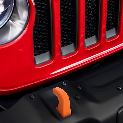 JWWY Bumper Tow Hook Covers Tow Trailer Hitch Receiver Cover Towing Hitch Rubber Sleeve Protector Cover Trim Fit for 2007-2025+Jeep Wrangler JL Gladiator JT 4XE JK Exterior Accessories 2pcs Orange - Image 3