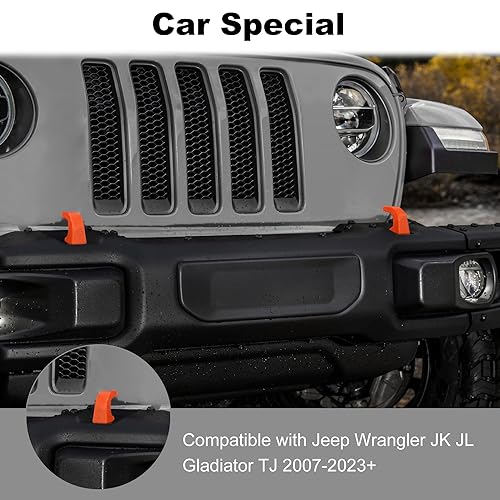 JWWY Bumper Tow Hook Covers Tow Trailer Hitch Receiver Cover Towing Hitch Rubber Sleeve Protector Cover Trim Fit for 2007-2025+Jeep Wrangler JL Gladiator JT 4XE JK Exterior Accessories 2pcs Orange - Image 5