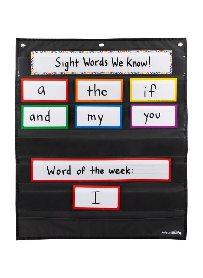 Really Good Stuff Medium Rectangle Pocket Chart Black - 1 Pocket Chart  - Image 2